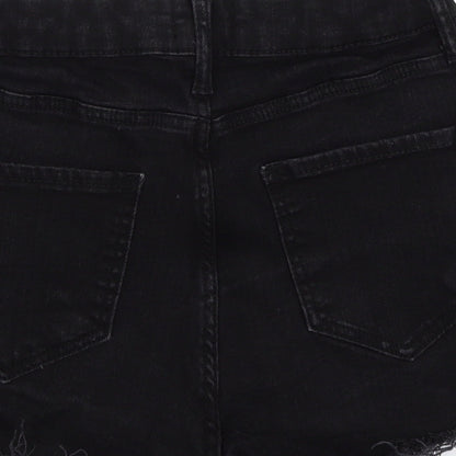 River Island Womens Black  Denim Hot Pants Shorts Size 8