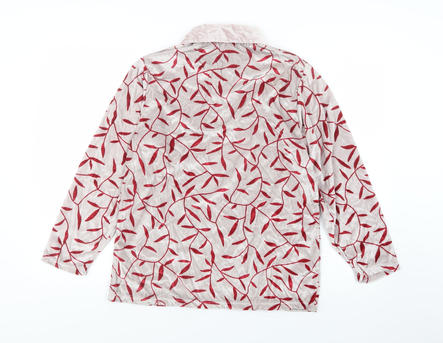 Neuville Womens Red Floral Velvet Basic Polo Size 12