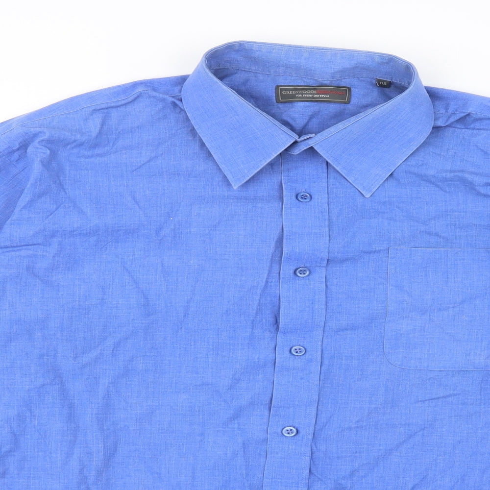 Greenwood Mens Blue    Button-Up Size 17.5