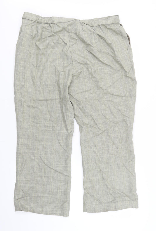 M&S Womens Beige Plaid  Trousers  Size 20 L25 in