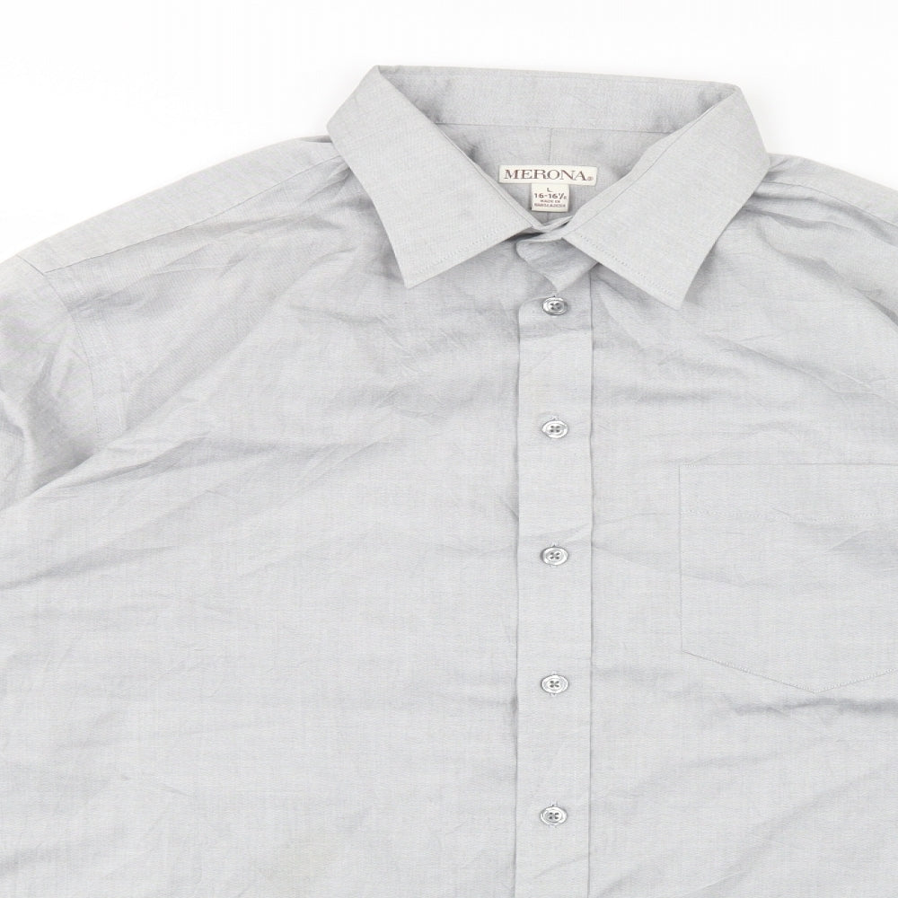 Mens UK Size L Merona Grey  Button-Up Long Sleeve Casual Shirt