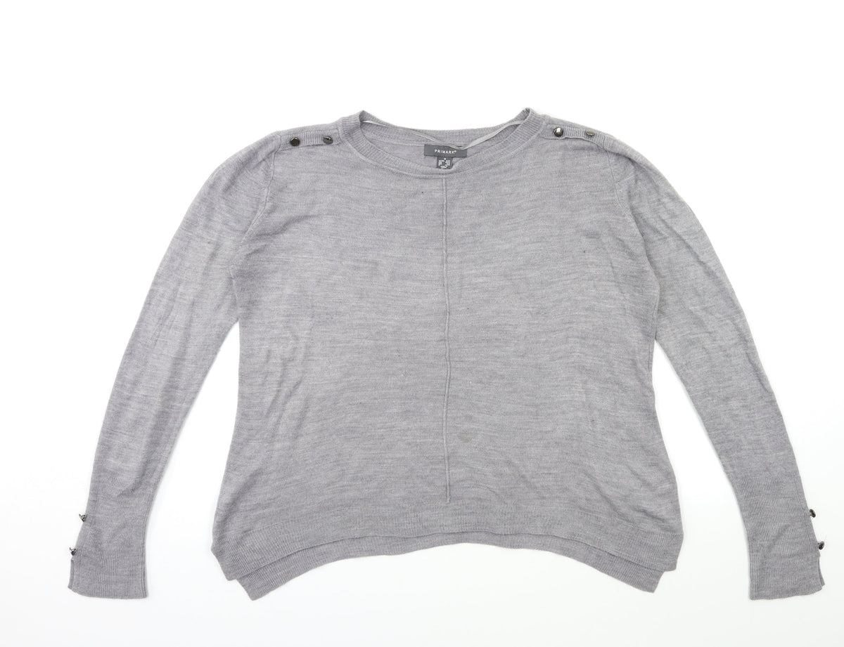 Primark Womens Grey  Knit Pullover Jumper Size 12