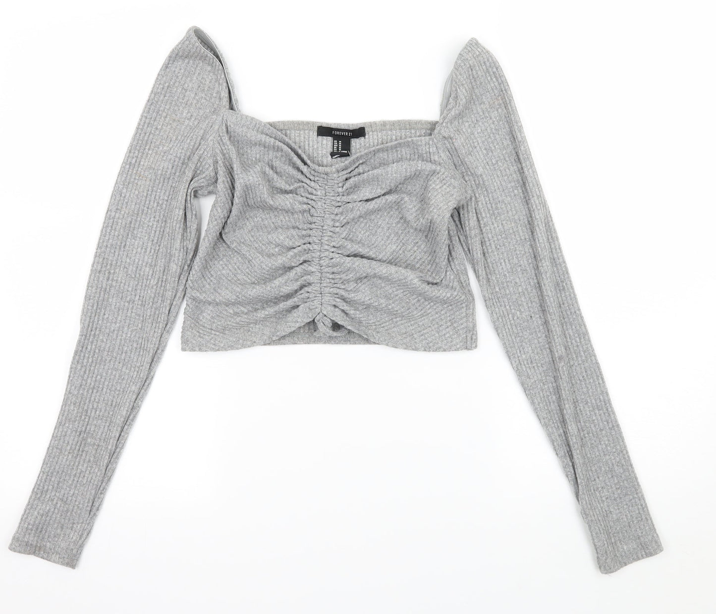 FOREVER 21 Womens Grey  Jersey Basic T-Shirt Size M  - Ruched