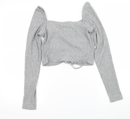 FOREVER 21 Womens Grey  Jersey Basic T-Shirt Size M  - Ruched