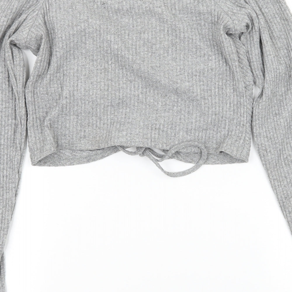 FOREVER 21 Womens Grey  Jersey Basic T-Shirt Size M  - Ruched