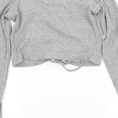 FOREVER 21 Womens Grey  Jersey Basic T-Shirt Size M  - Ruched