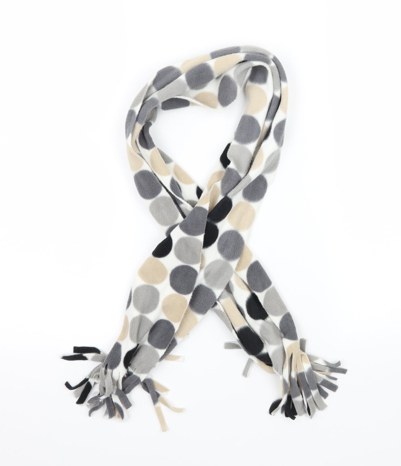 Preworn Womens Grey Polka Dot Fleece  Scarf