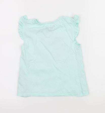Emoji Girls Blue  Jersey Basic T-Shirt Size 5-6 Years  - Mermaid Emoji