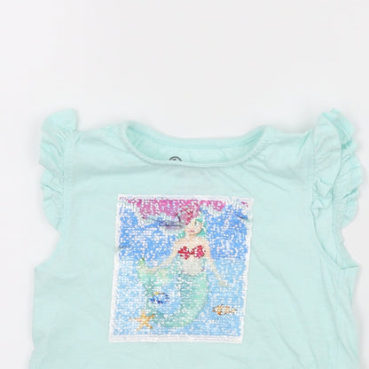 Emoji Girls Blue  Jersey Basic T-Shirt Size 5-6 Years  - Mermaid Emoji
