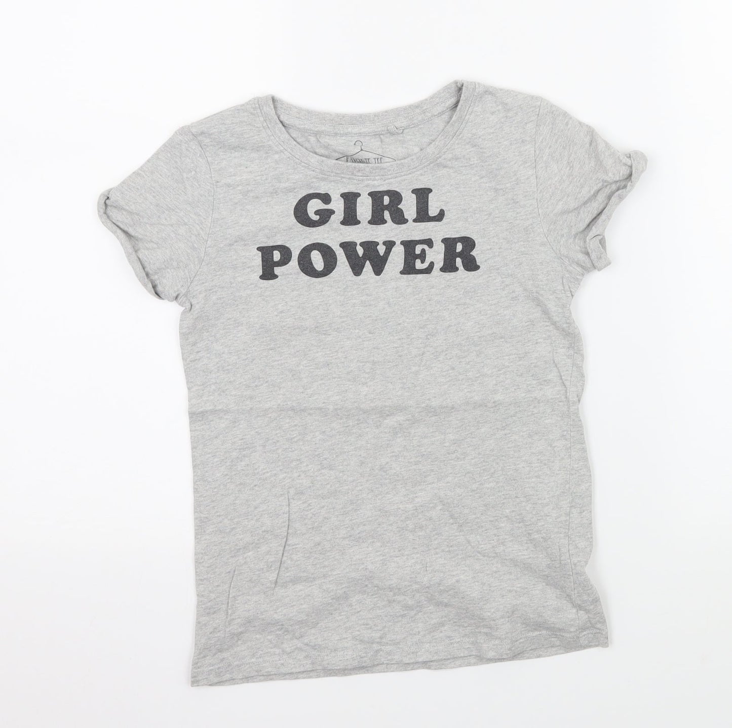 NEXT Girls Grey Geometric Jersey Basic T-Shirt Size 8 Years  - Girl Power
