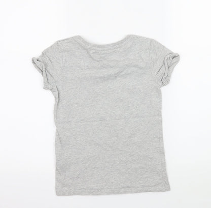 NEXT Girls Grey Geometric Jersey Basic T-Shirt Size 8 Years  - Girl Power