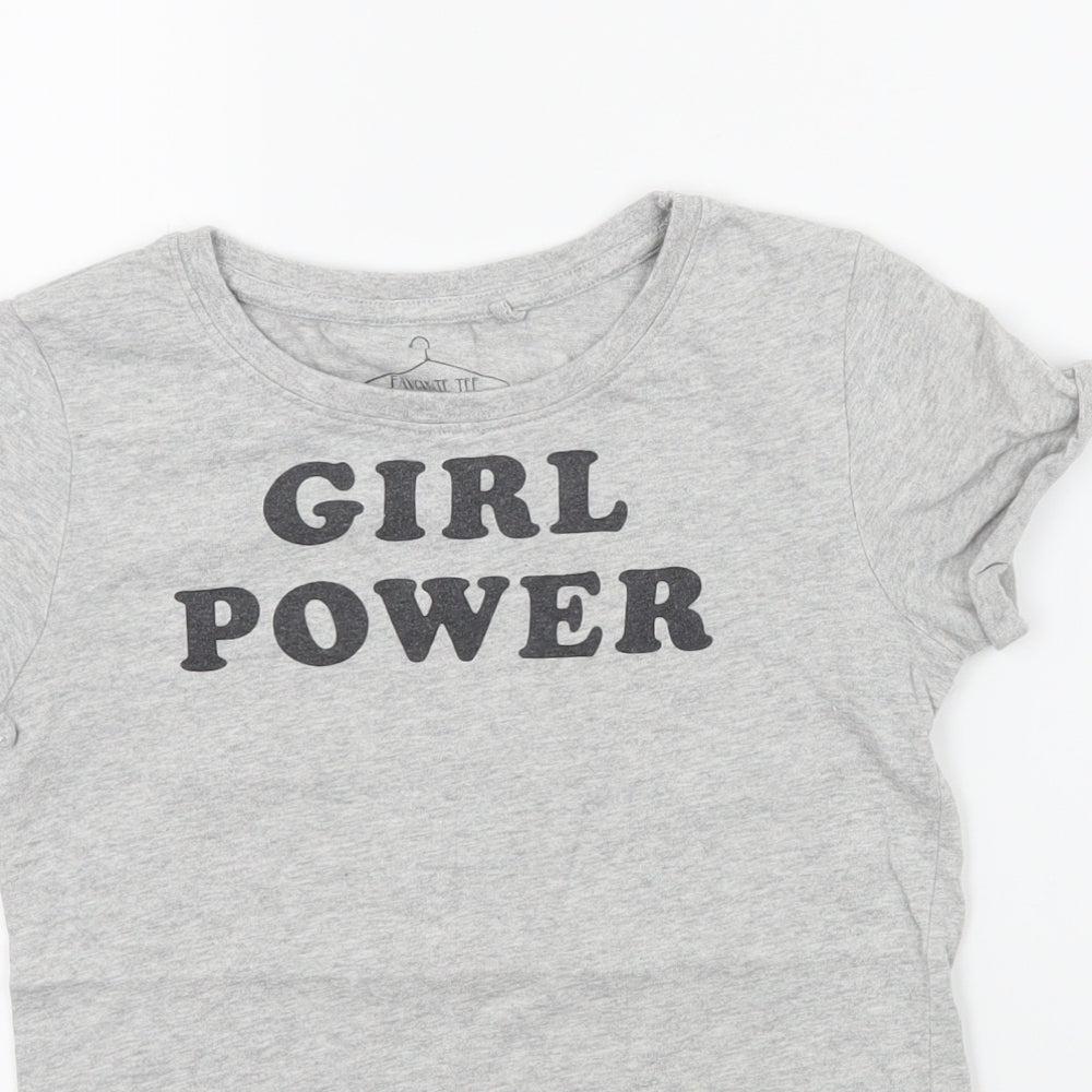NEXT Girls Grey Geometric Jersey Basic T-Shirt Size 8 Years  - Girl Power