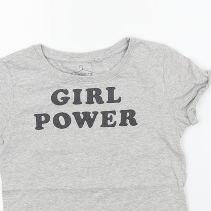 NEXT Girls Grey Geometric Jersey Basic T-Shirt Size 8 Years  - Girl Power