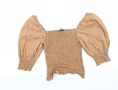 Womens UK Size 10 Missguided Brown Basic Blouse