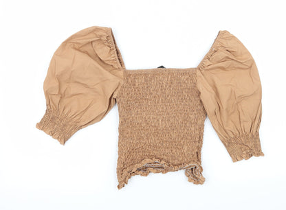 Womens UK Size 10 Missguided Brown Basic Blouse