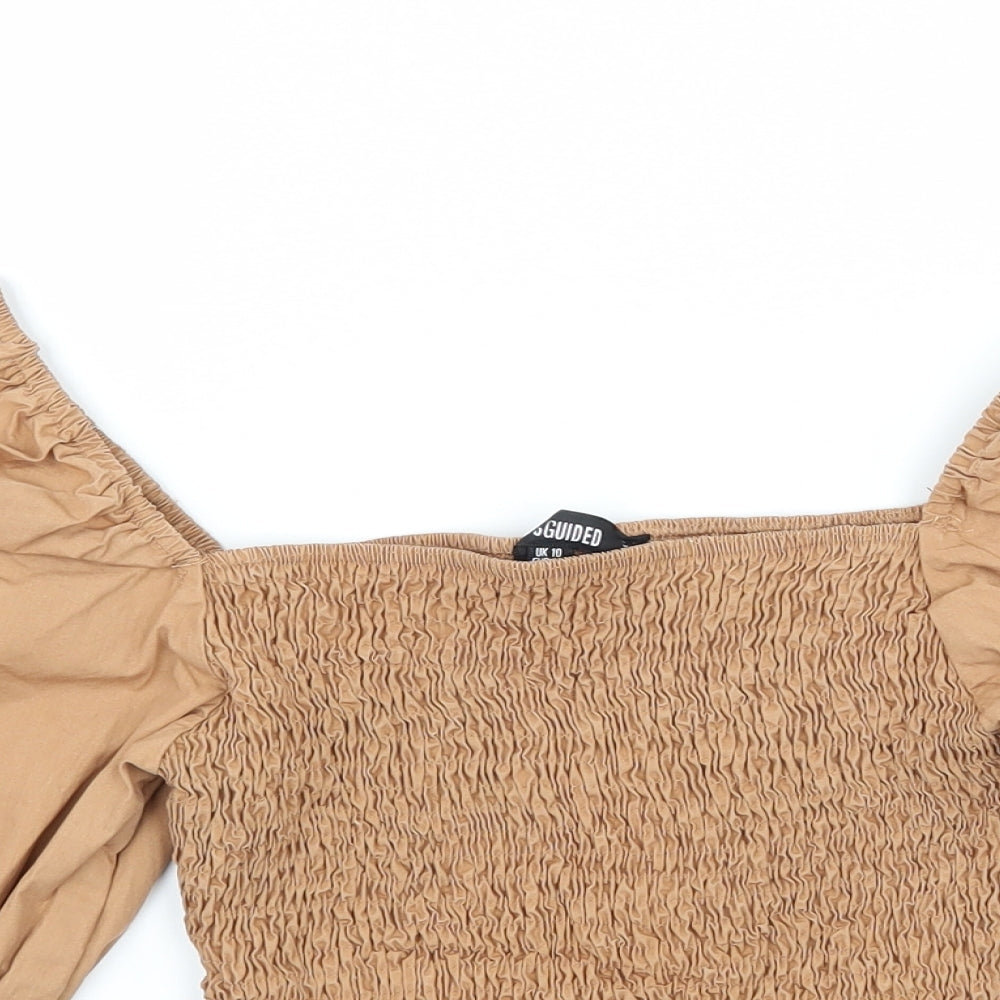 Womens UK Size 10 Missguided Brown Basic Blouse
