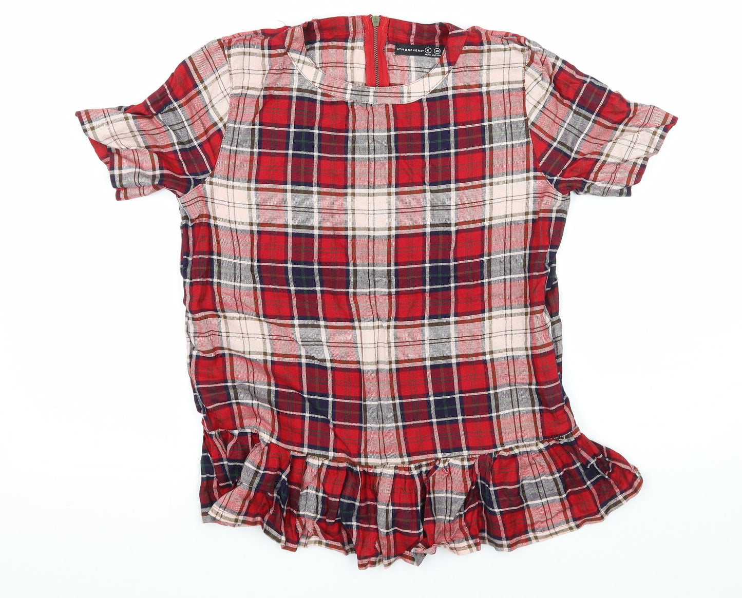 Atmosphere Womens Red Check  Basic Blouse Size 8