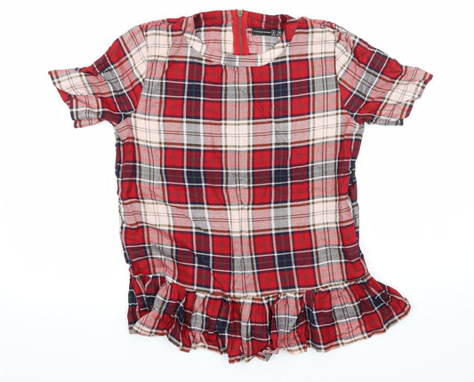 Atmosphere Womens Red Check  Basic Blouse Size 8