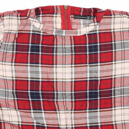 Atmosphere Womens Red Check  Basic Blouse Size 8