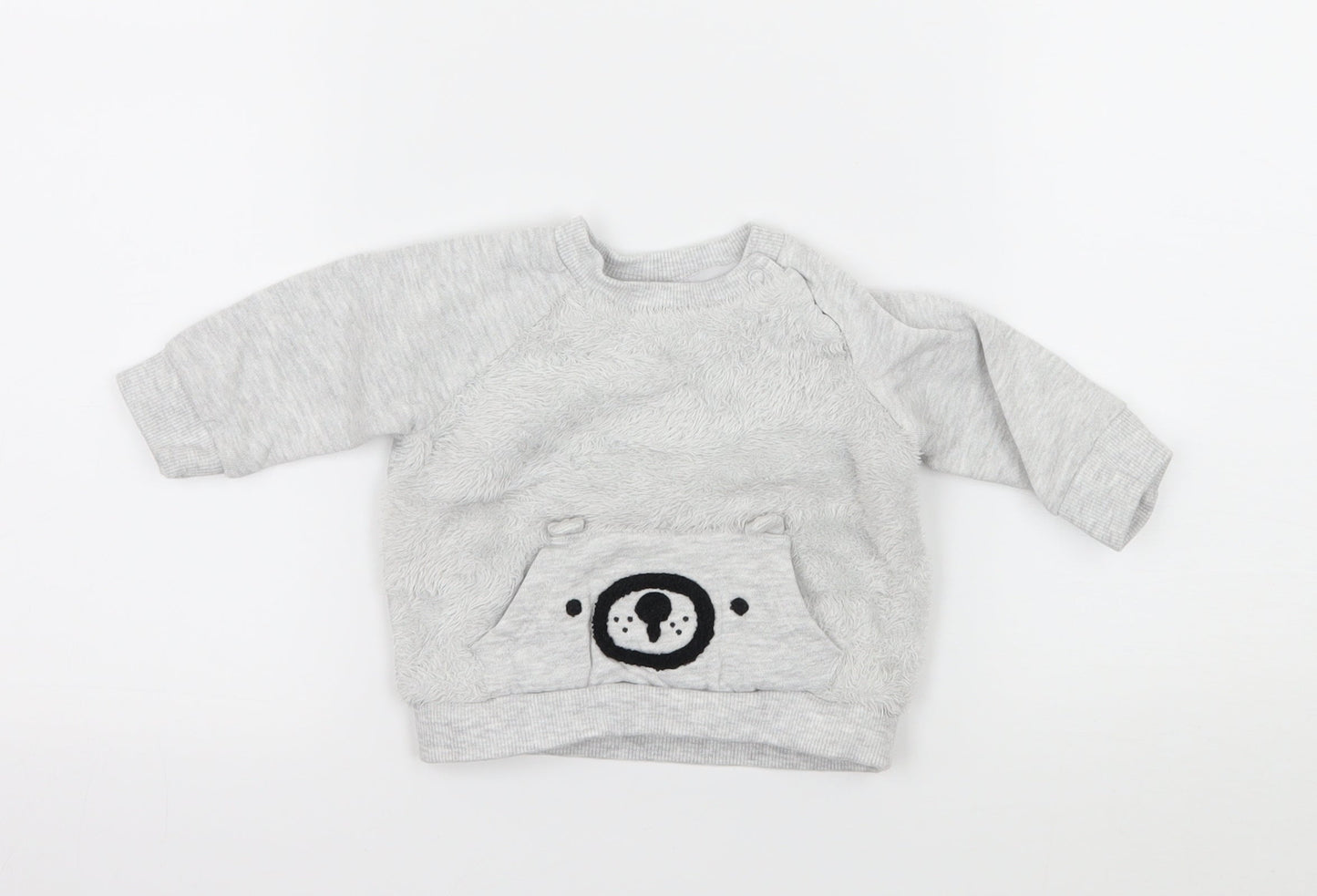 F&F Baby Grey  Jersey Pullover Jumper Size 0-3 Months  - Bear