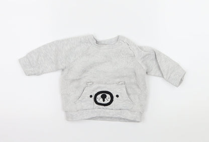 F&F Baby Grey  Jersey Pullover Jumper Size 0-3 Months  - Bear