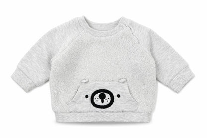 Front view of F&F Baby Grey Jersey jumper, size 0-3, Months - Bear