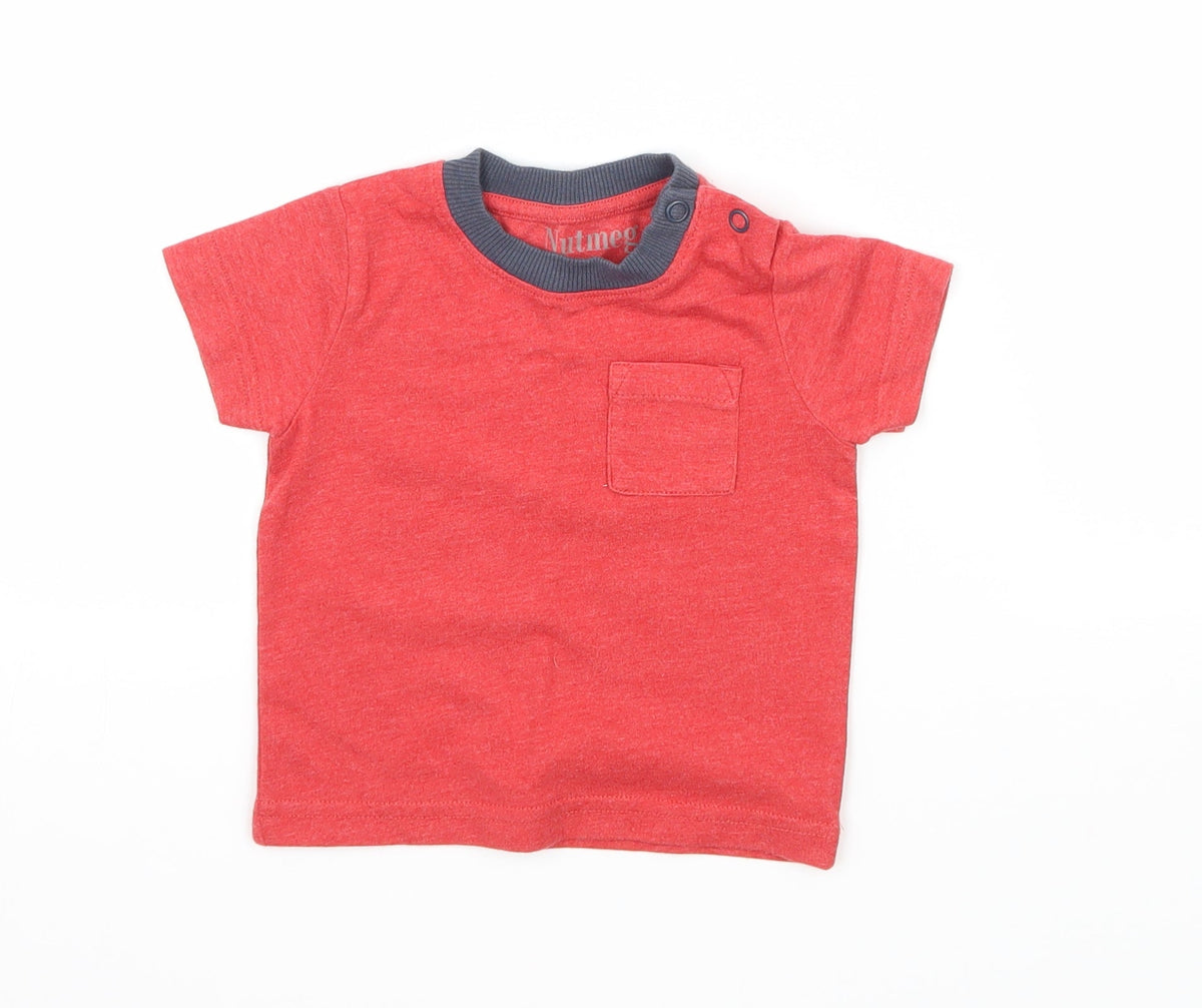 Additional front view of Nutmeg boys’ red jersey basic t-shirt, size 3-6, months