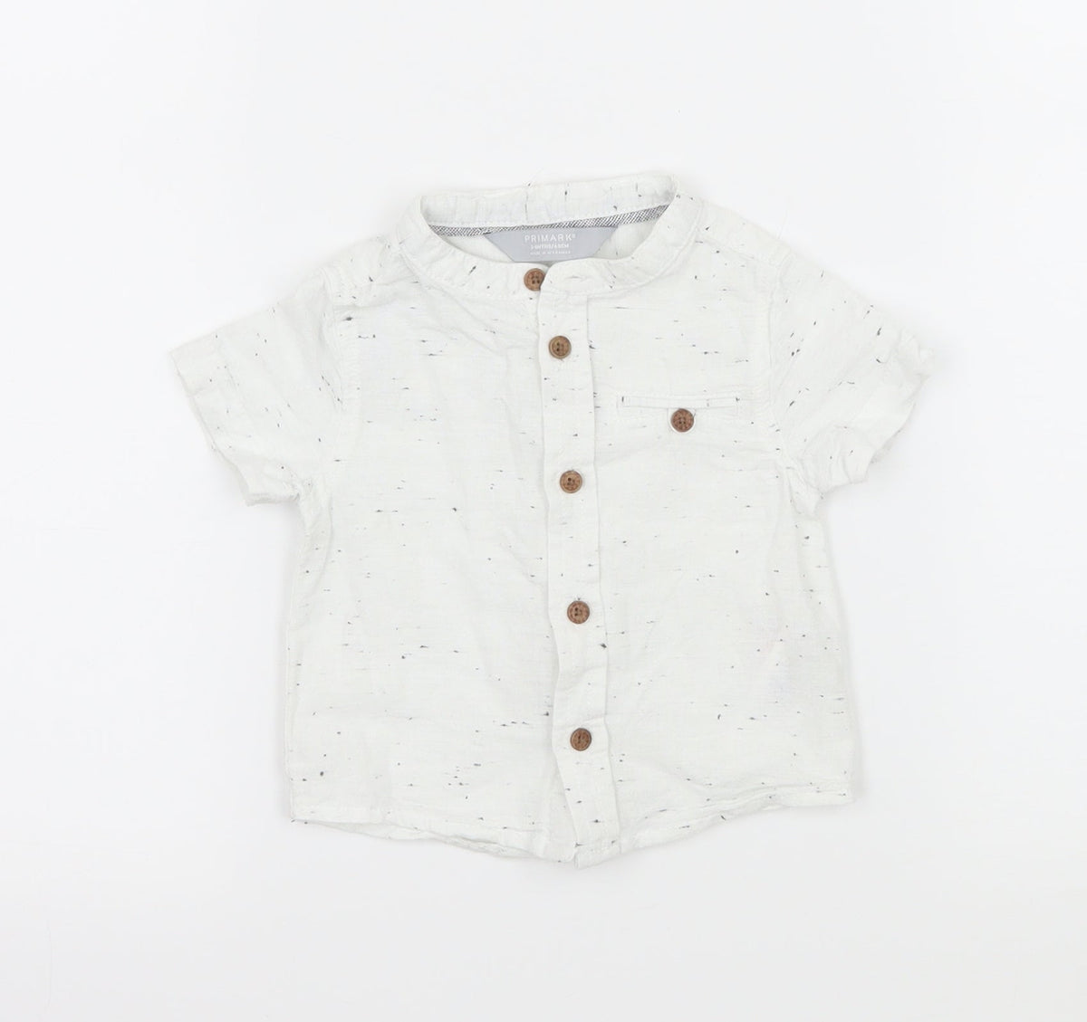 Additional front view of Primark boys’ white basic button-up, size 3-6, months