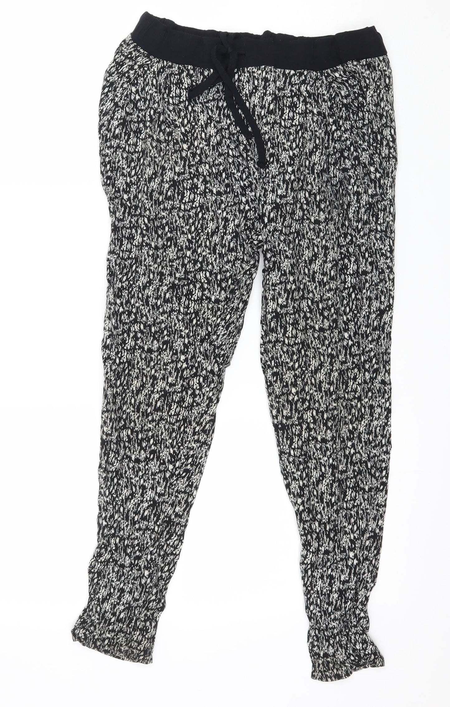 F&F Womens Black Geometric  Jogger Trousers Size 6 L24 in