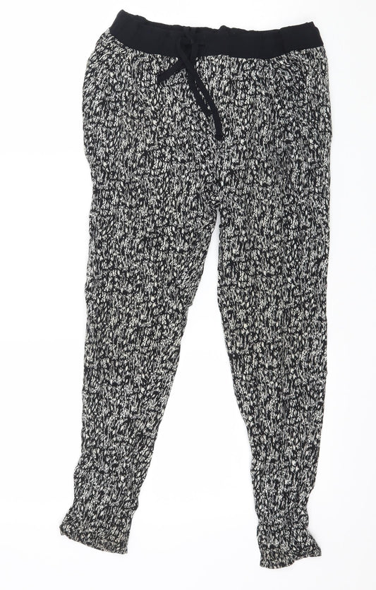 F&F Womens Black Geometric  Jogger Trousers Size 6 L24 in