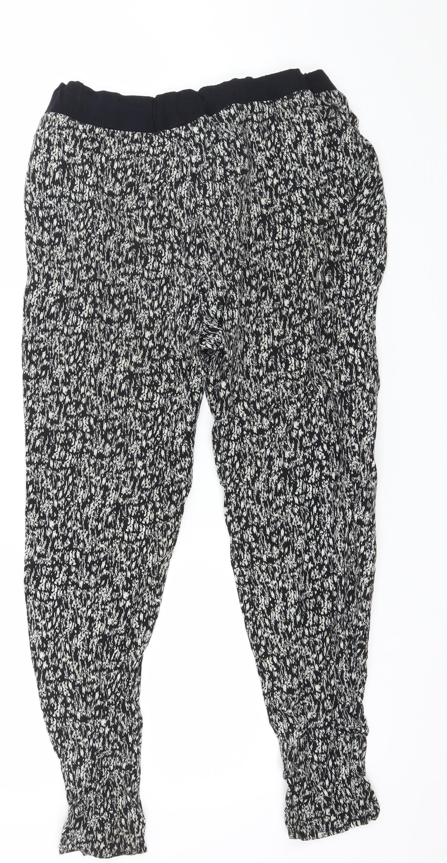 F&F Womens Black Geometric  Jogger Trousers Size 6 L24 in