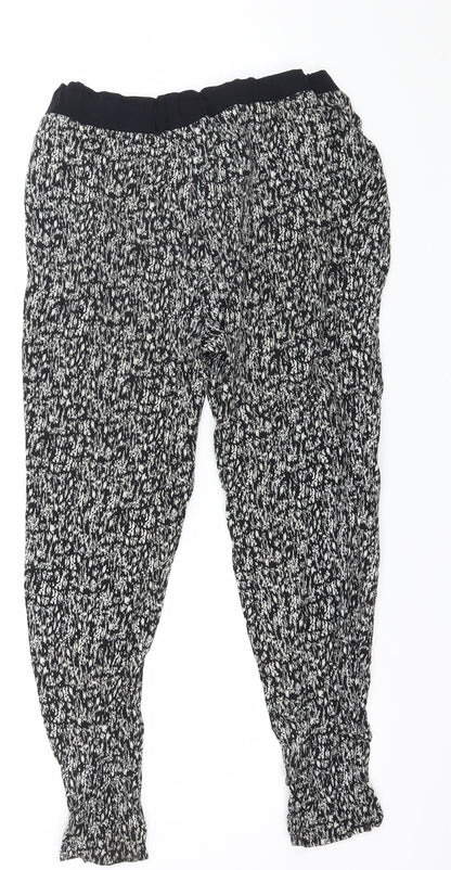 F&F Womens Black Geometric  Jogger Trousers Size 6 L24 in
