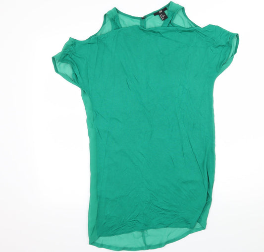 Womens UK Size XS H&M Green Basic T-Shirt