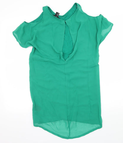 Womens UK Size XS H&M Green Basic T-Shirt