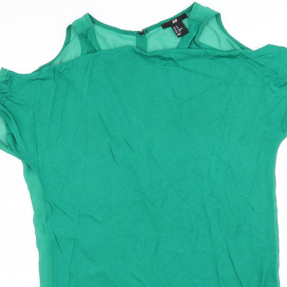 Womens UK Size XS H&M Green Basic T-Shirt