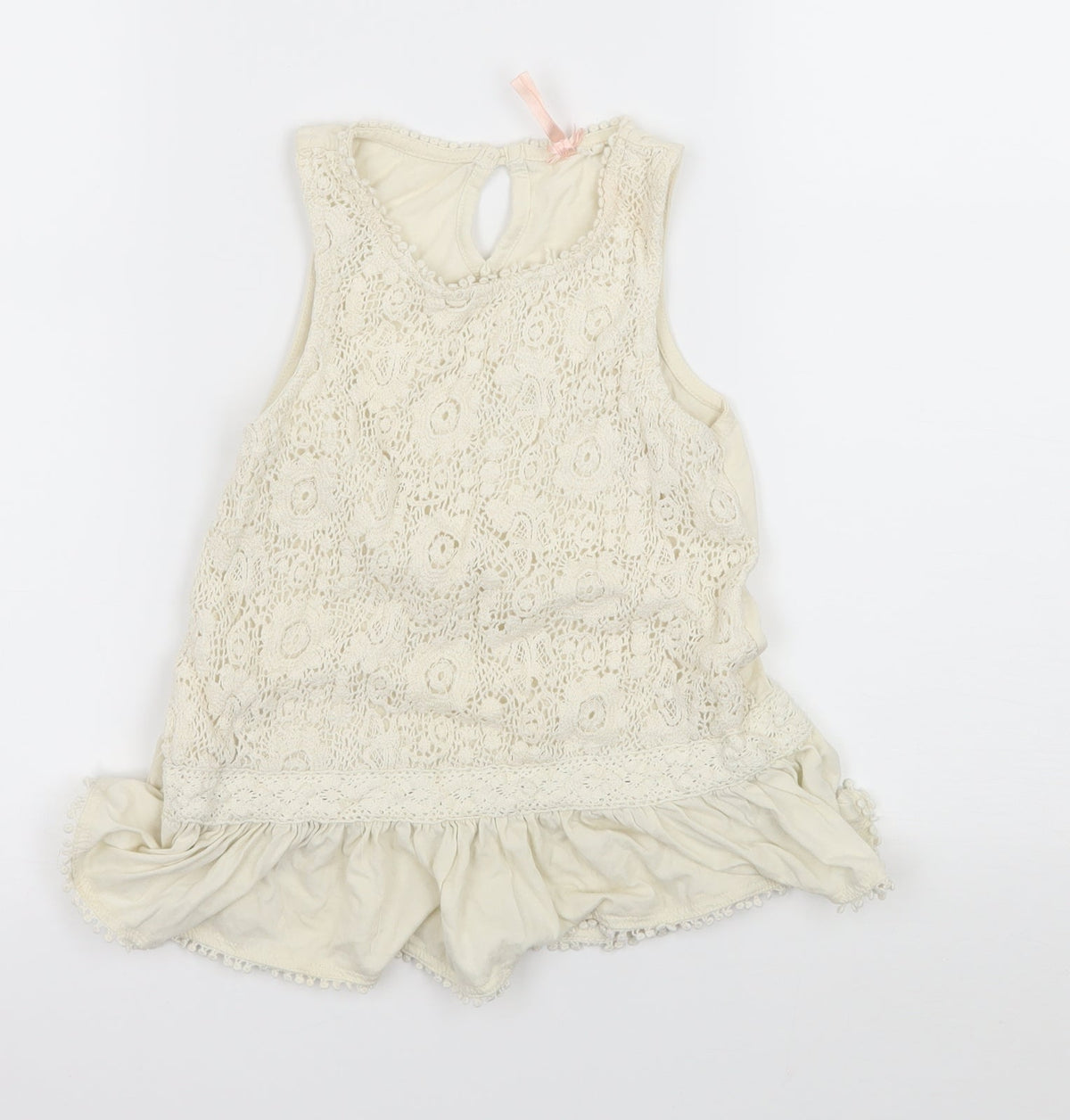 Additional front view of Next girls’ ivory jersey basic tank, size 8, years