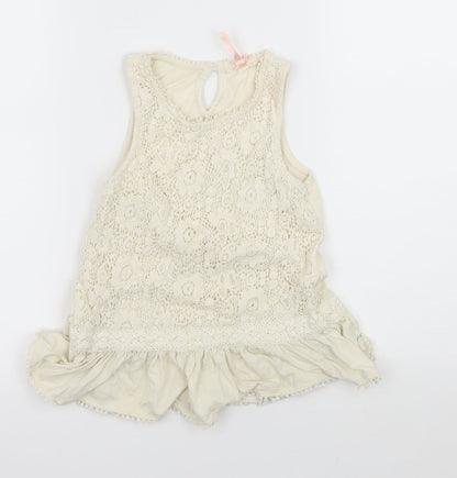 Additional front view of Next girls’ ivory jersey basic tank, size 8, years