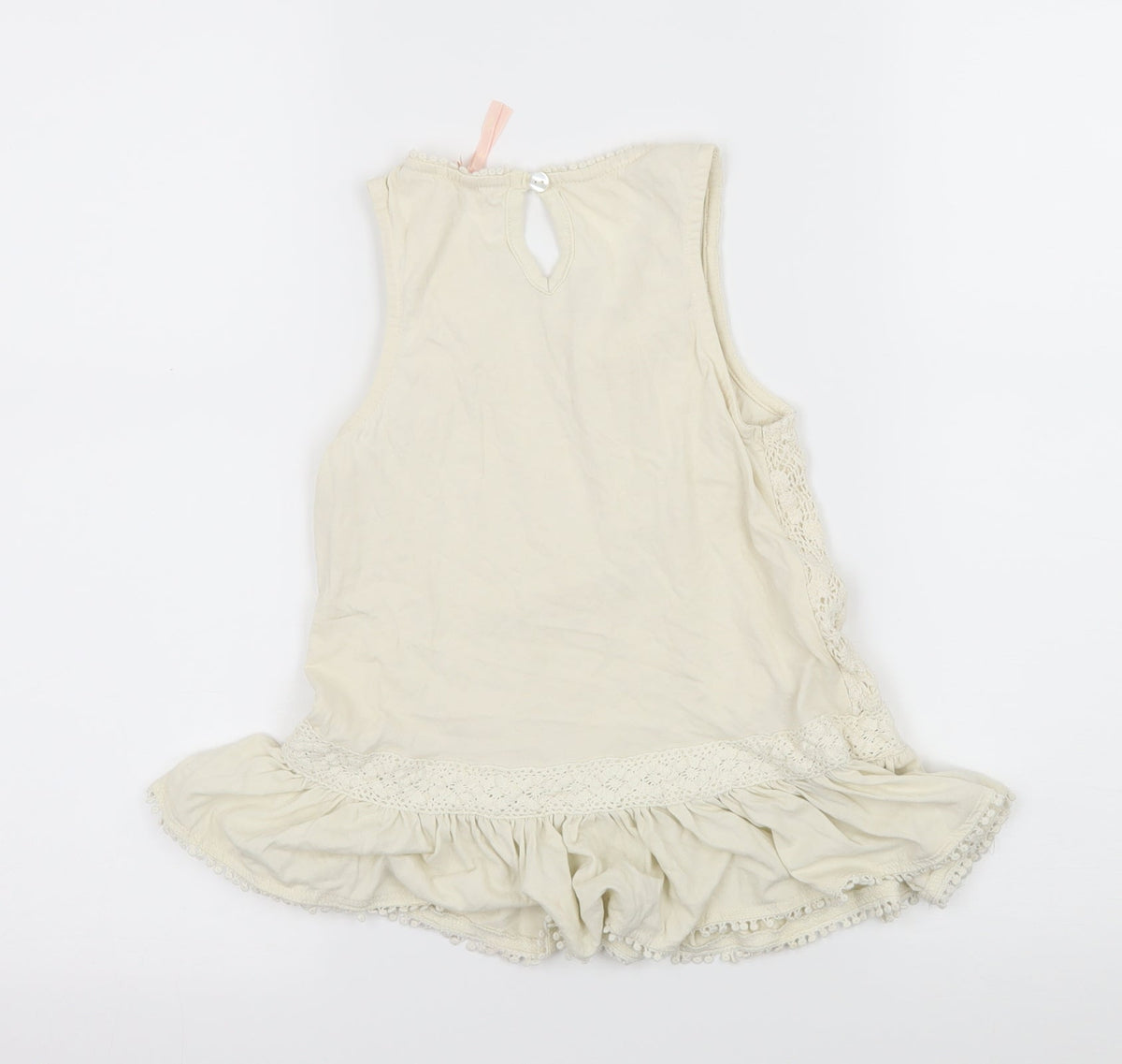 Back view of Next girls’ ivory jersey basic tank, size 8, years