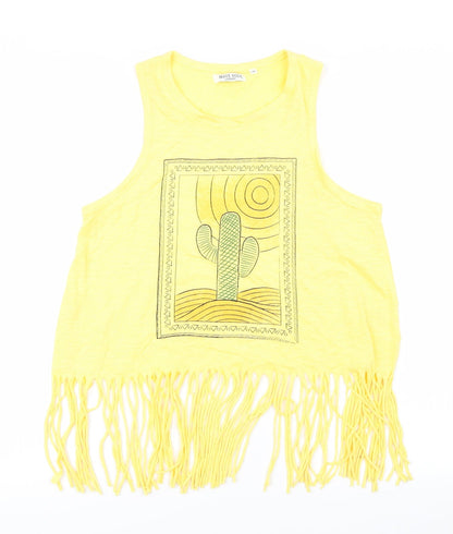 Womens UK Size XS Brave Soul Yellow Cropped Tank