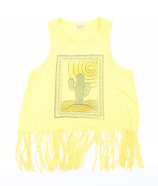 Womens UK Size XS Brave Soul Yellow Cropped Tank