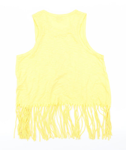 Womens UK Size XS Brave Soul Yellow Cropped Tank