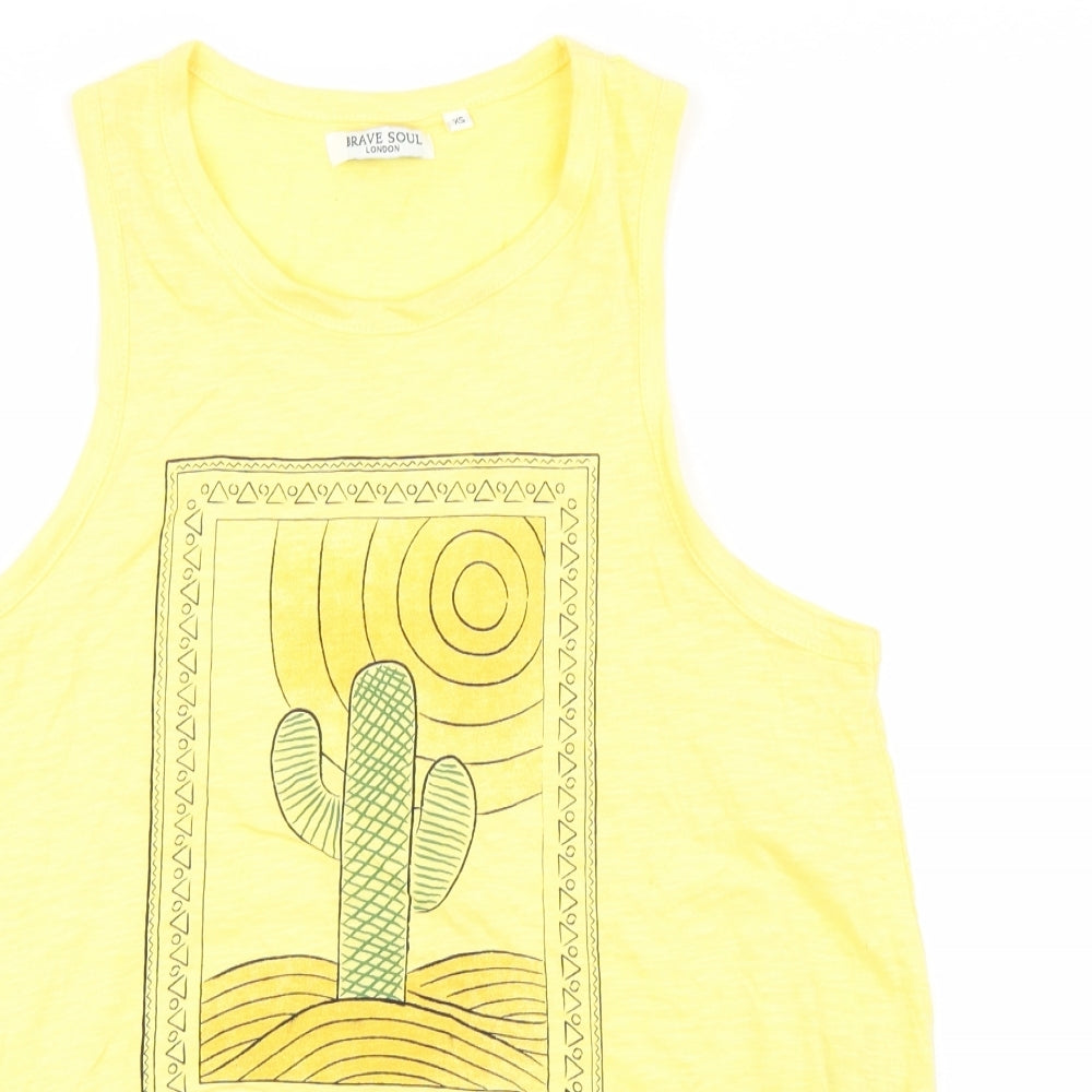 Womens UK Size XS Brave Soul Yellow Cropped Tank