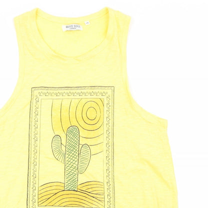 Womens UK Size XS Brave Soul Yellow Cropped Tank