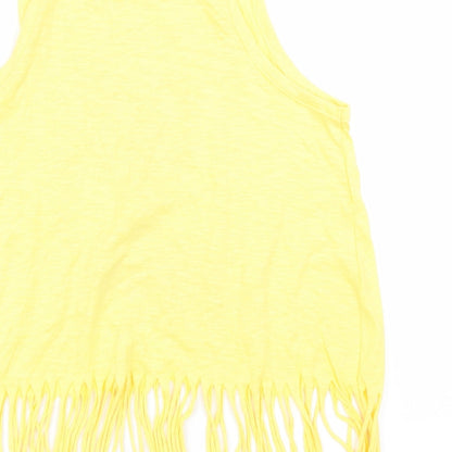 Womens UK Size XS Brave Soul Yellow Cropped Tank