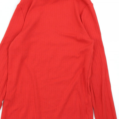 M&S Girls Red   Basic T-Shirt Size 10-11 Years  - Ribbed