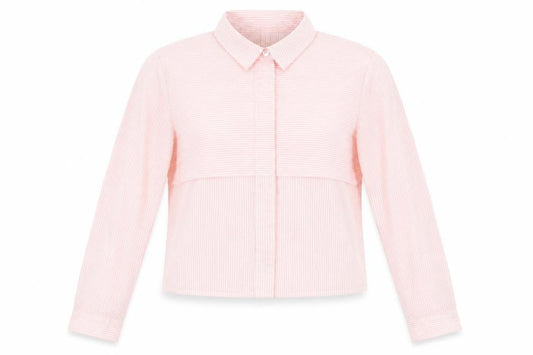 girl krazy Womens Pink Striped  Cropped Button-Up Size S