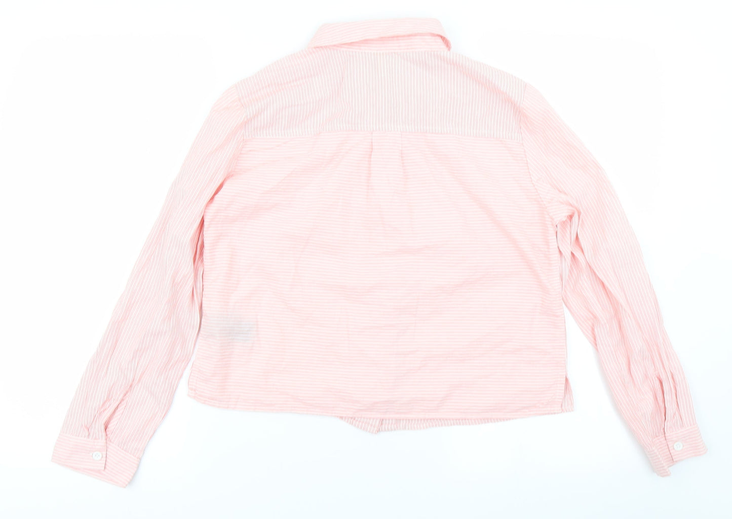 girl krazy Womens Pink Striped  Cropped Button-Up Size S