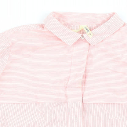 girl krazy Womens Pink Striped  Cropped Button-Up Size S