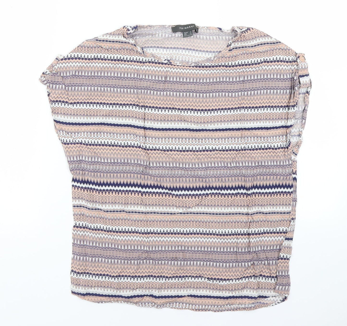 Primark Womens Brown Striped  Basic Blouse Size 6