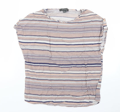 Primark Womens Brown Striped  Basic Blouse Size 6